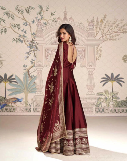 Wine Silk Gown